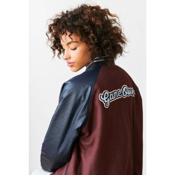 BDG Urban Outfitters True Winner Patched Varsity Jacket Oversized Football - Picture 2 of 16